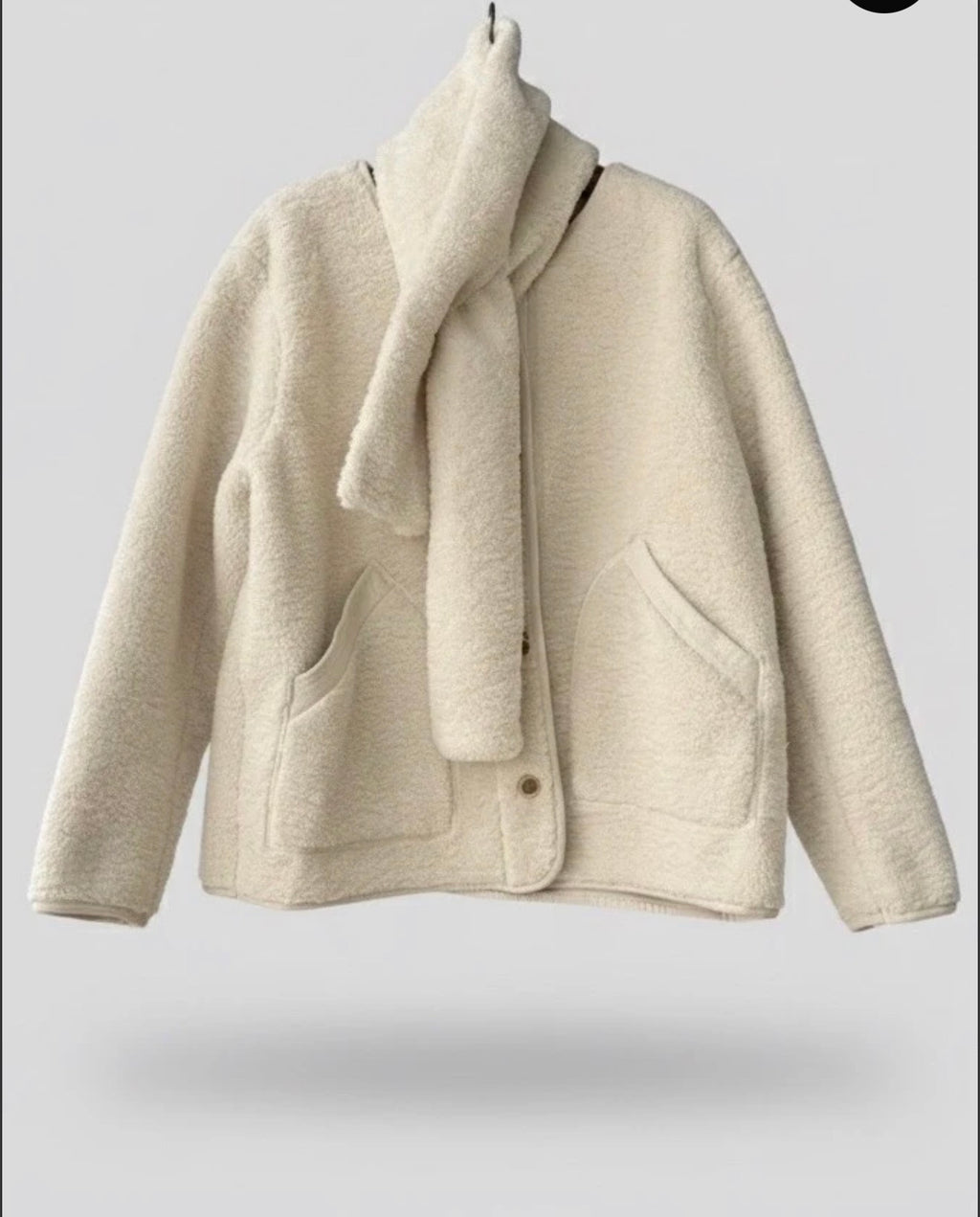 Manteau en polaire Teddy, coupe courte, vêtement d'extérieur, écharpe