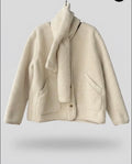 Manteau en polaire Teddy, coupe courte, vêtement d'extérieur, écharpe