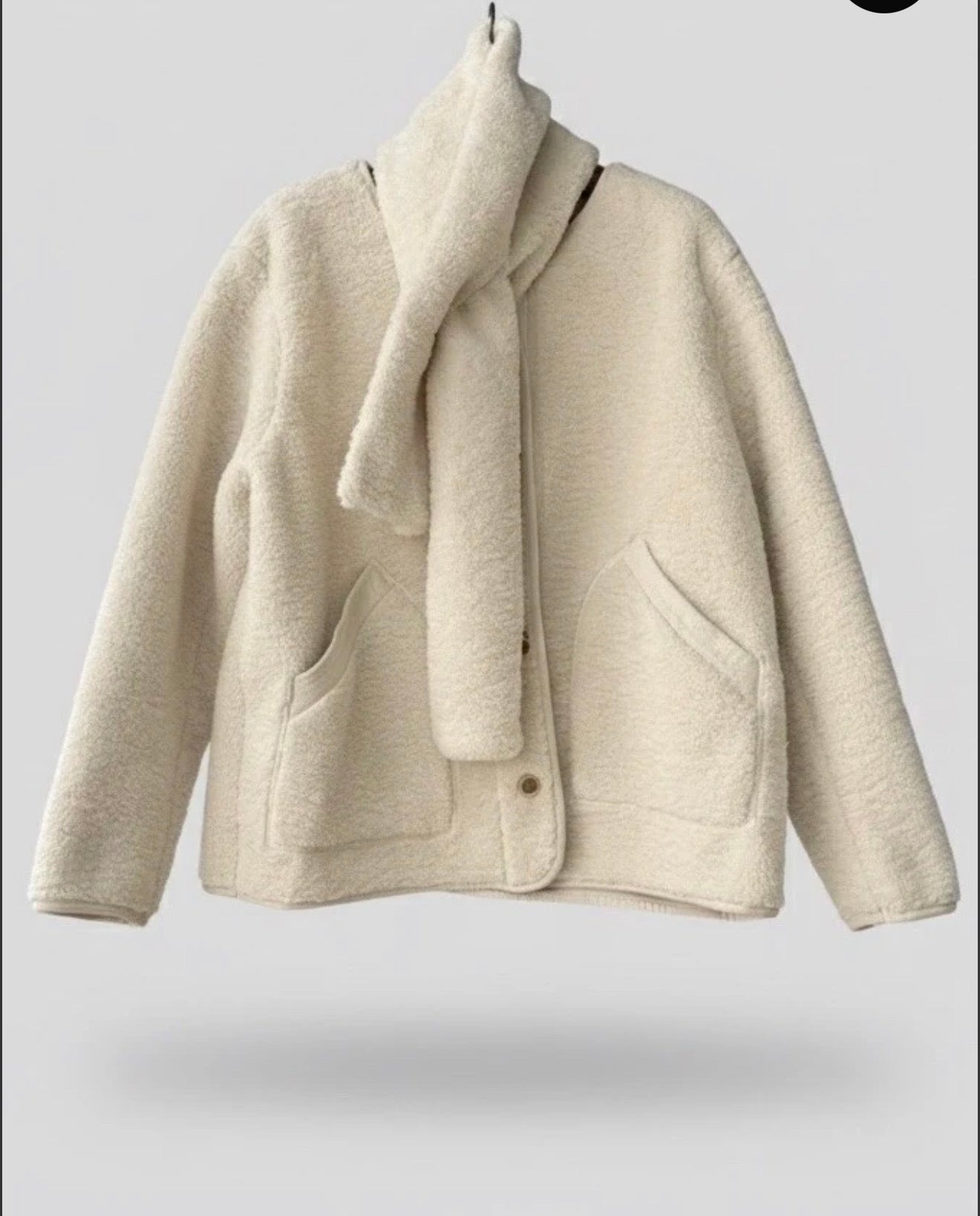 Manteau en polaire Teddy, coupe courte, vêtement d'extérieur, écharpe