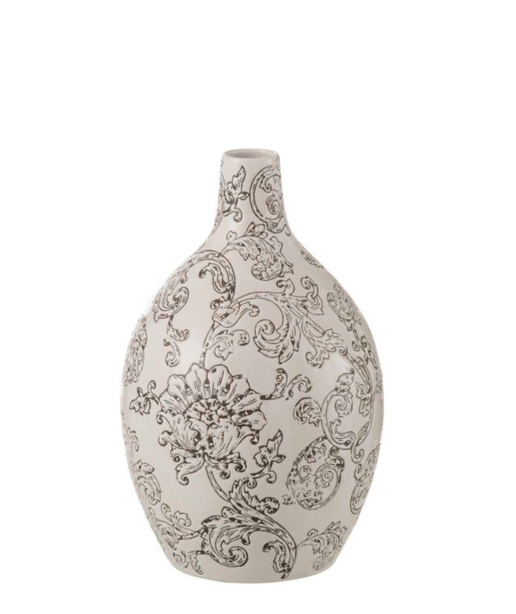 Vase Zen Rond Porcelaine Blanc/Noir