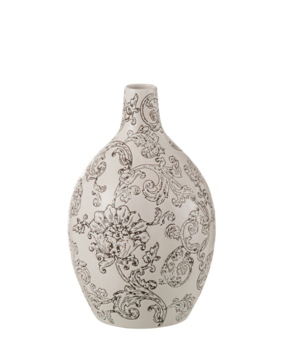 Vase Zen Rond Porcelaine Blanc/Noir