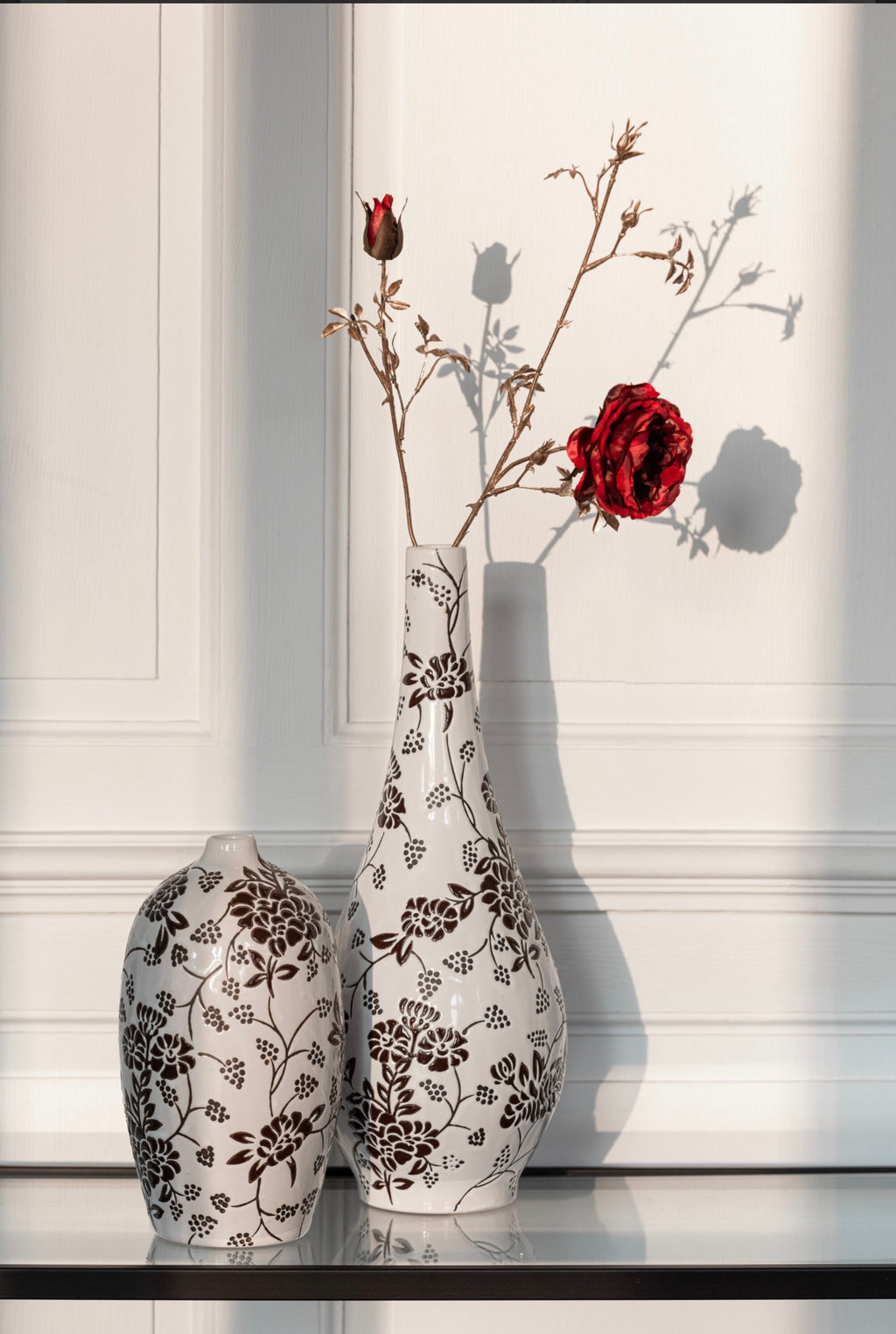Vase Zen Oval Porcelaine Blanc/Noir