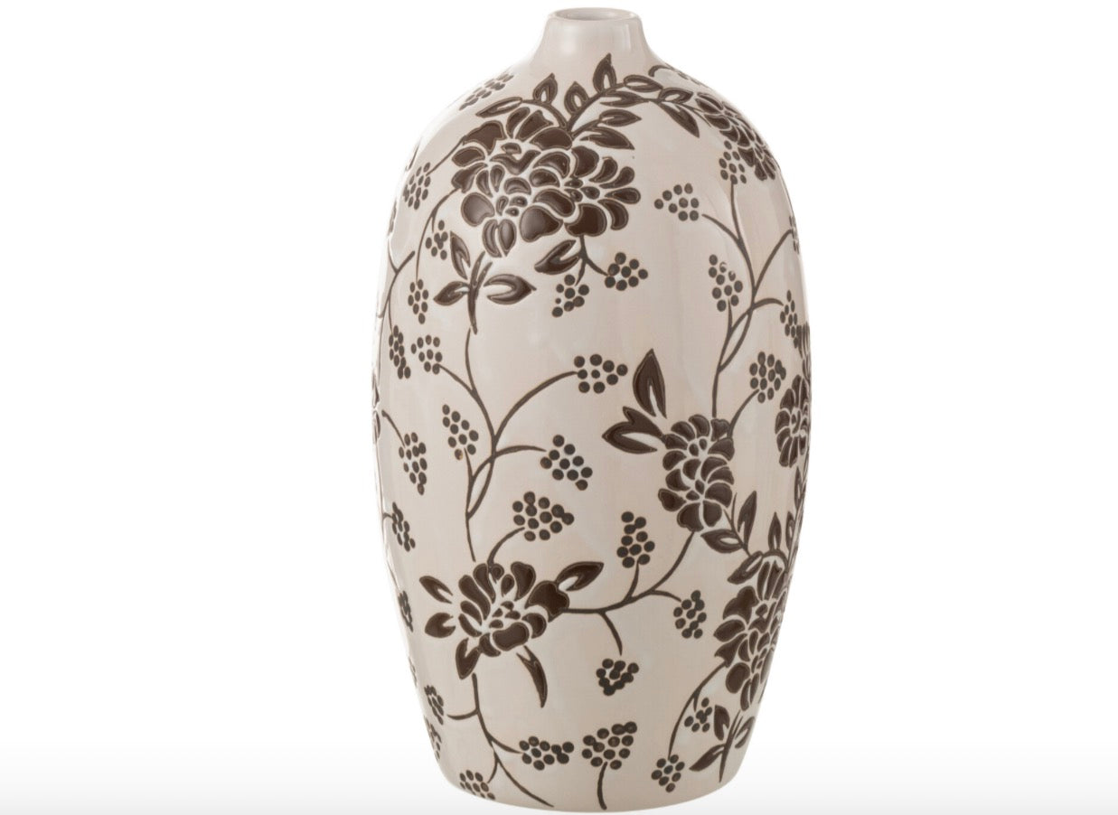 Vase Zen Oval Porcelaine Blanc/Noir
