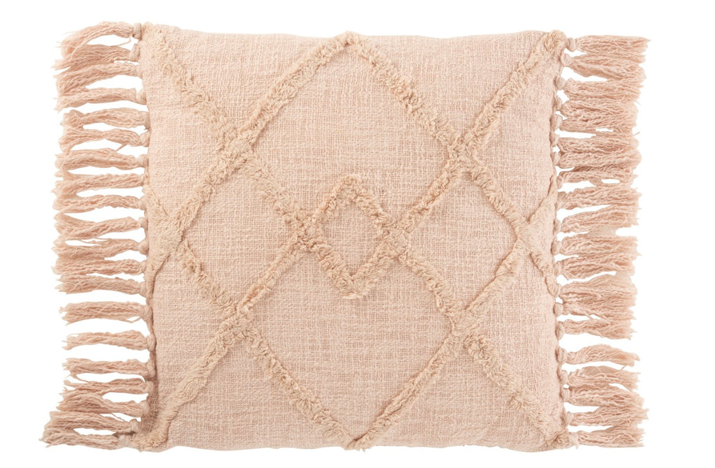 Coussin Carre Losange Coton Polyester Rose