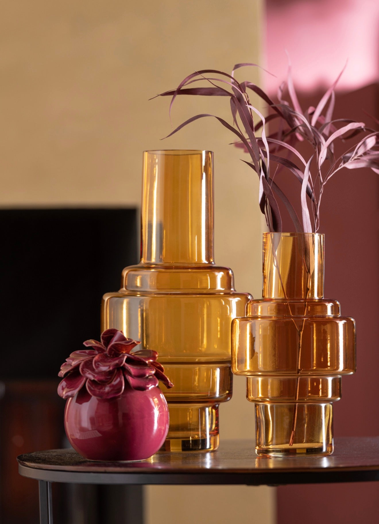 Fleur Decorative Ceramique Rose